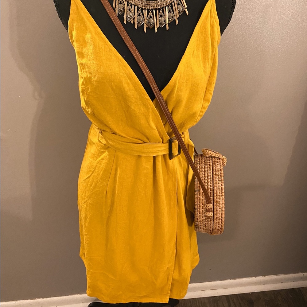Wild fable mustard linen dress